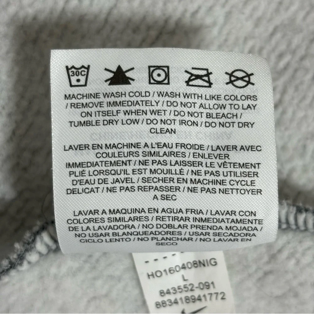 Nike Graphic Logo Sweatshirt Print Back Crew Neck Pullover Gray Sz L